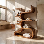 Contemporary Bookcase in Sculpted Curves, solid wood, built to order