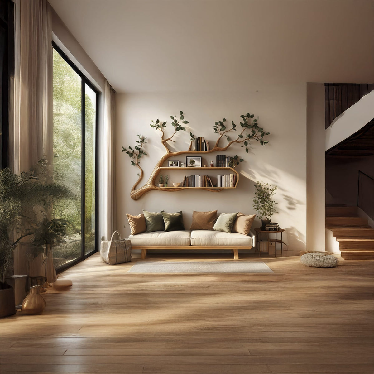 Mounted Modern Tree Bookshelf