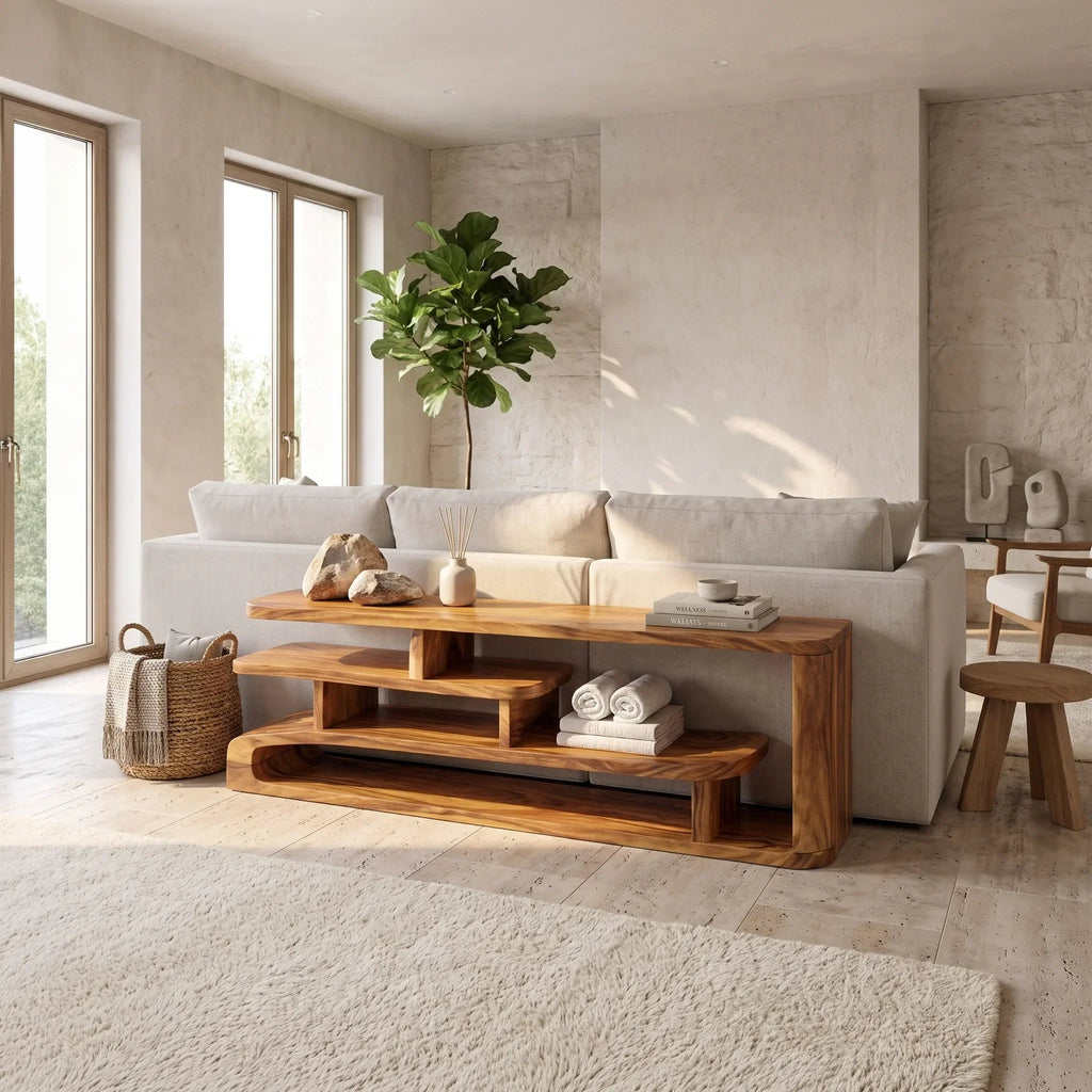 Contemporary Layered Console Table, solid wood, built to order
