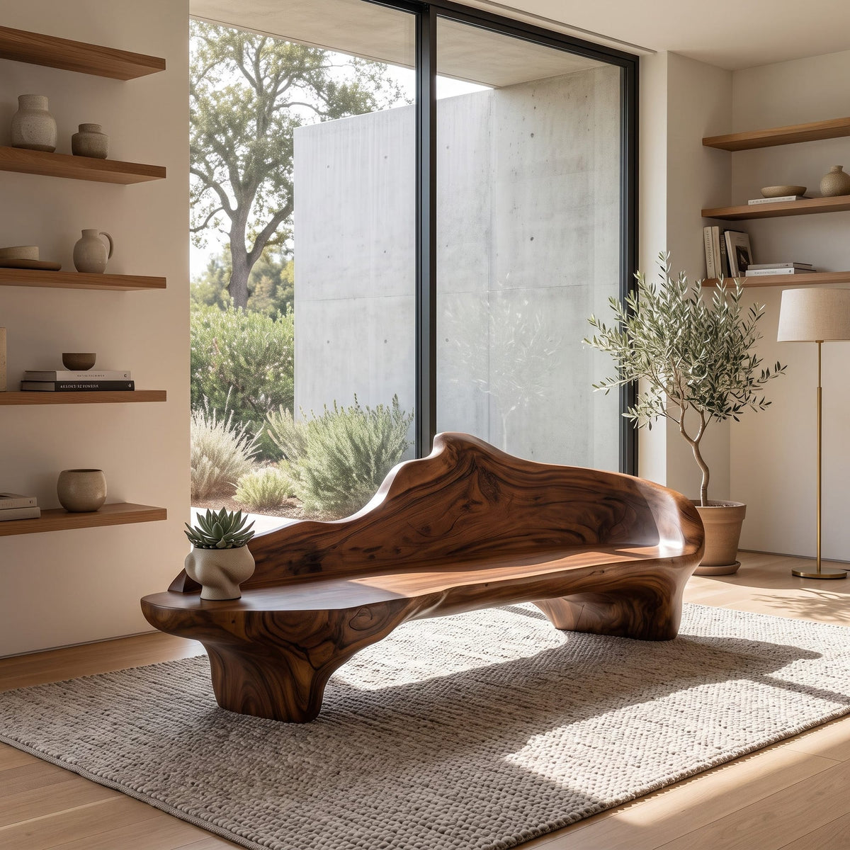Sculptural Organic Accent Bench