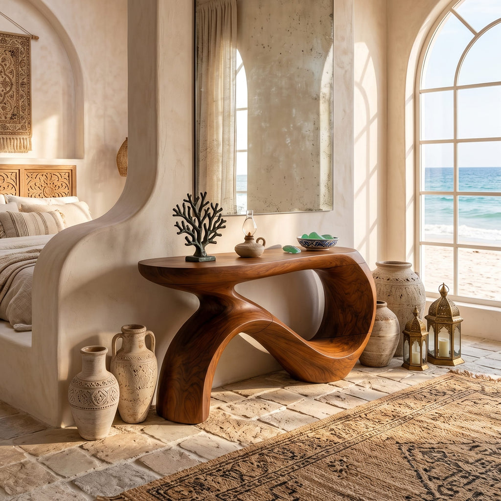 Curved Sofa Console Table