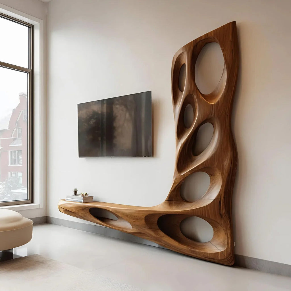 Sculptural Floating Entertainment TV Cabinet