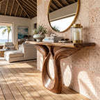Winged Console Table Designer Residence, solid wood, built to order