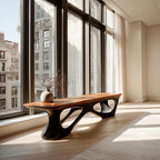 Contemporary Bench for Window Corner, solid wood, built to order