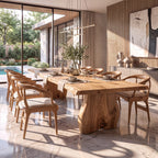 Contemporary Dining Table with Asymmetrical Edge Top, solid wood, built to order