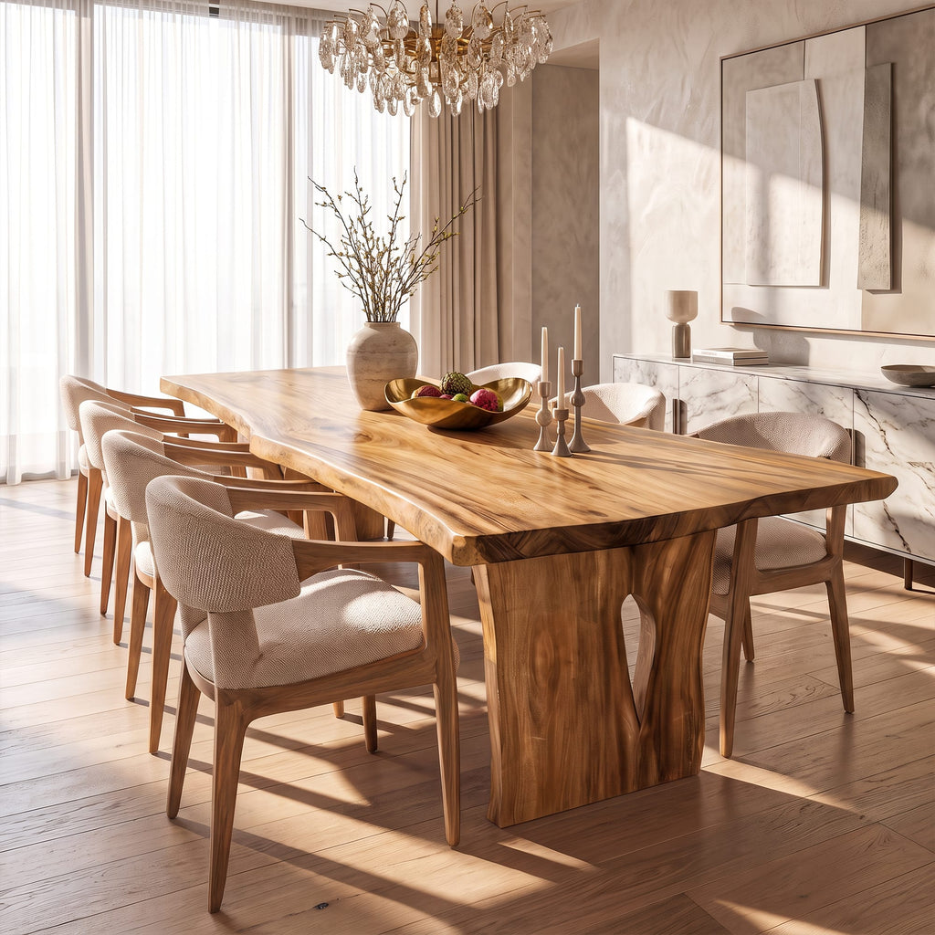 Contemporary Dining Table with Freeform Top, solid wood, built to order