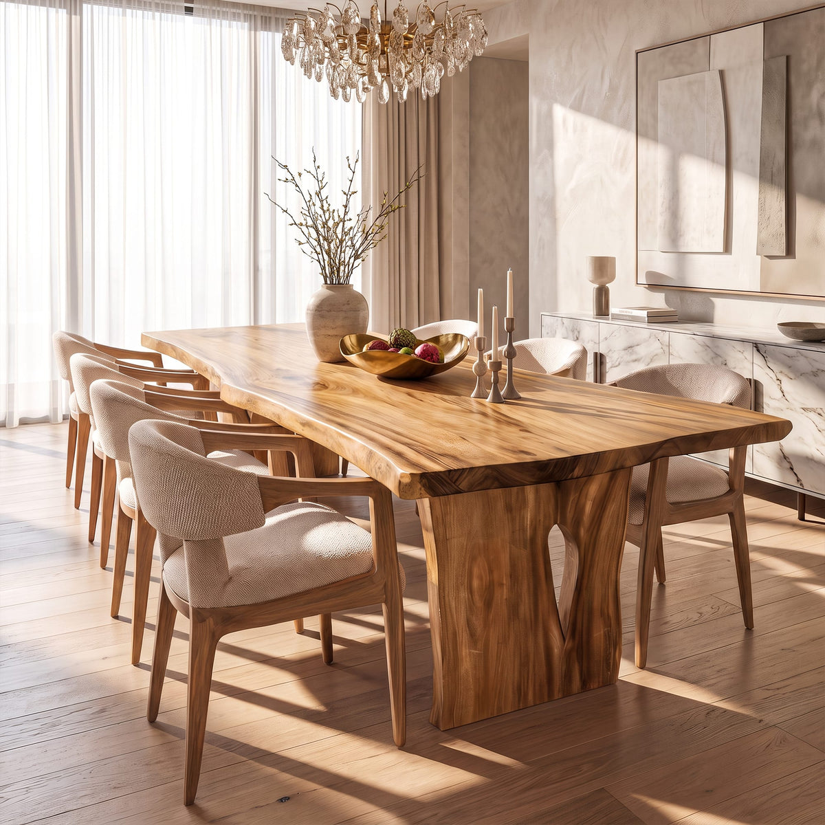 Contemporary Dining Table with Freeform Top, solid wood, built to order