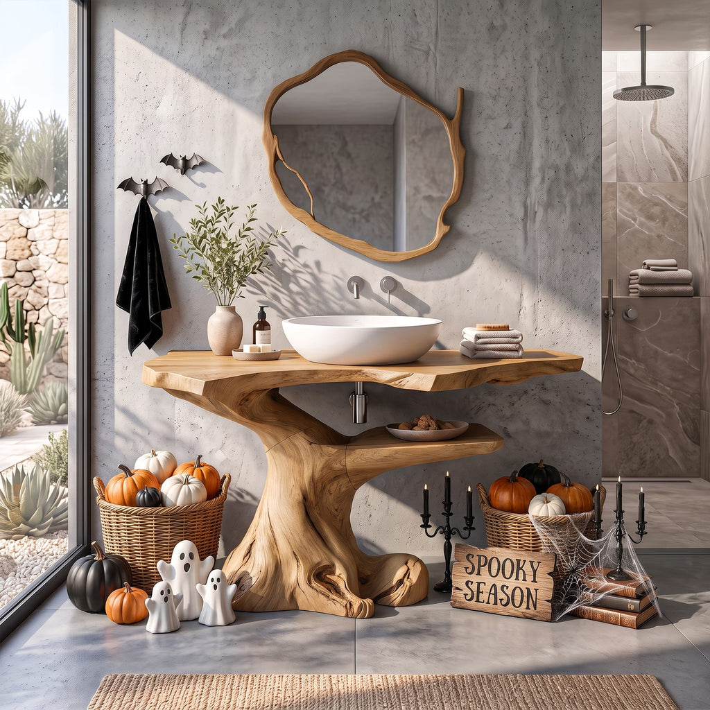 Modern Bathroom Vanity with Asymmetrical Base, solid wood, built to order