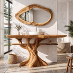 Contemporary Bathroom Vanity with Tree Inspired Frame, solid wood, built to order