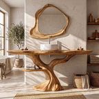 Rustic Bathroom Vanity with Bold Tree Root Design, solid wood, built to order
