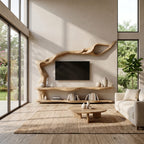 Contemporary TV Cabinet with Sculptural Tree Inspired Base, solid wood, built to order