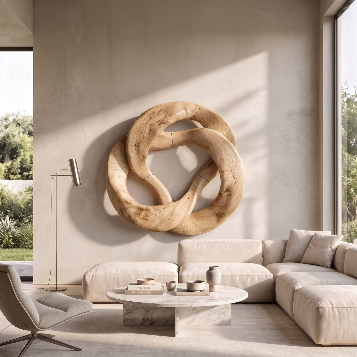 Mid Century Swirl Wall Art, solid wood, built to order