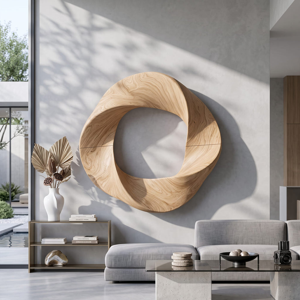 Contemporary Interlocking Circle Wall Art, solid wood, built to order