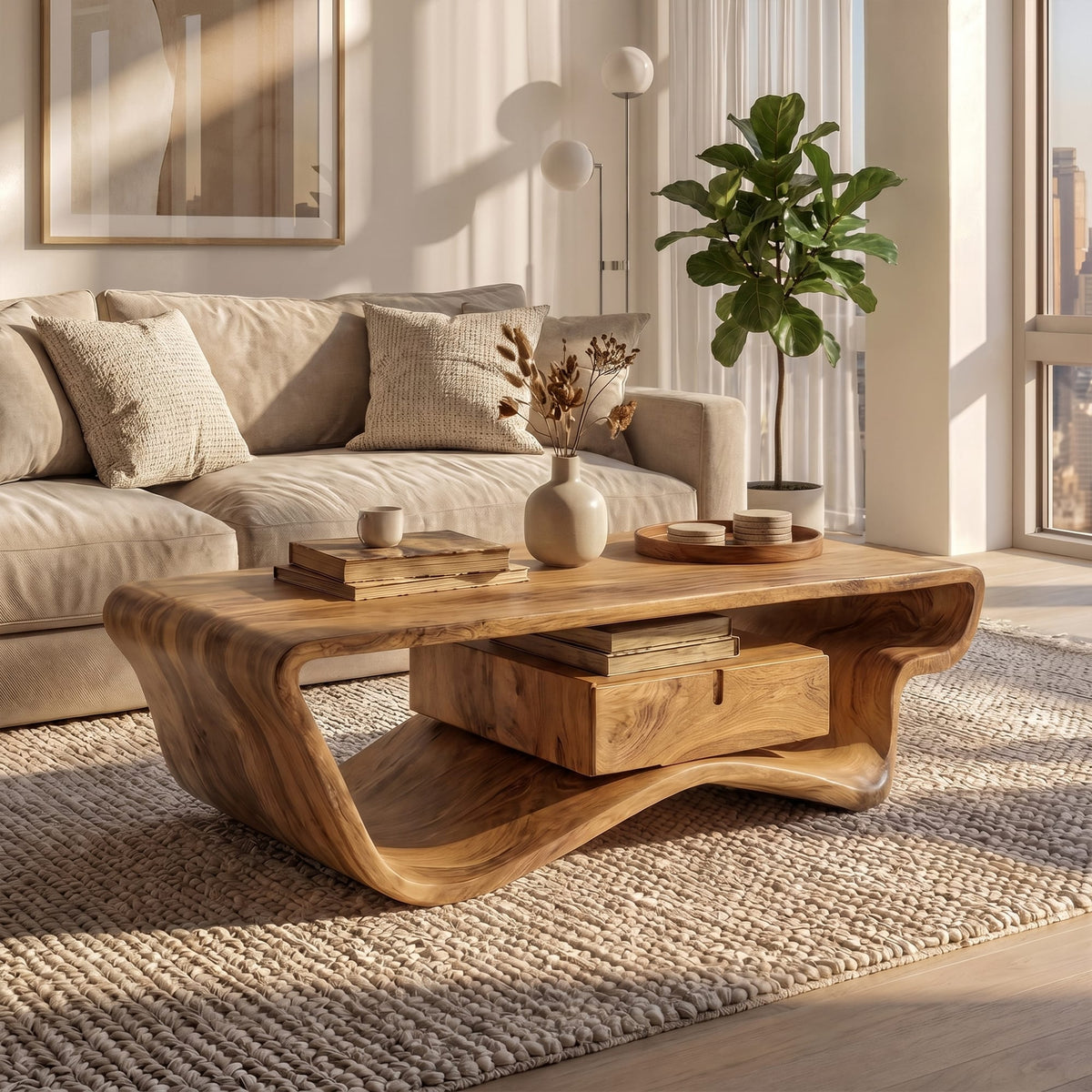 Curved Drawer Coffee Table