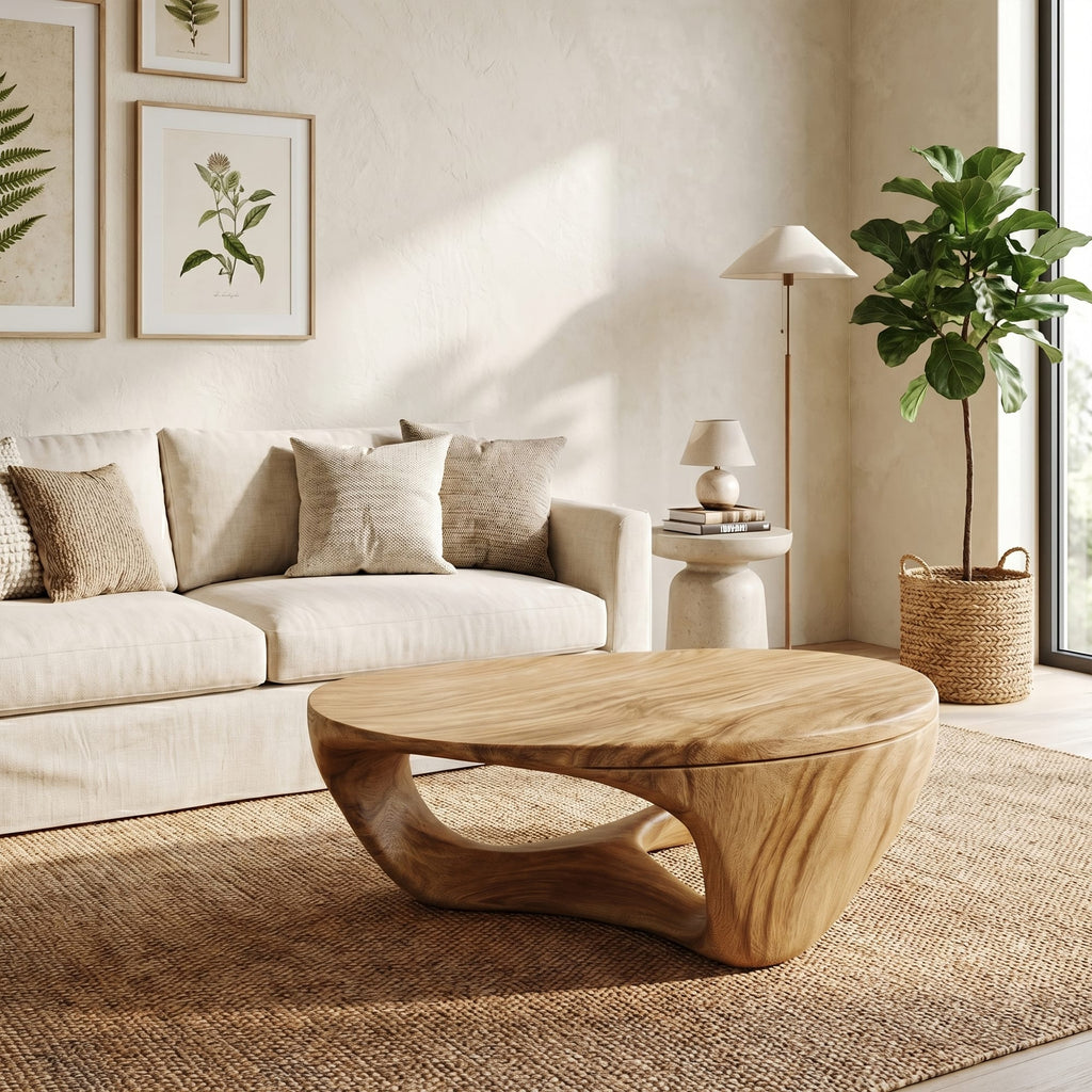 Contemporary Sculptural Coffee Table, solid wood, built to order