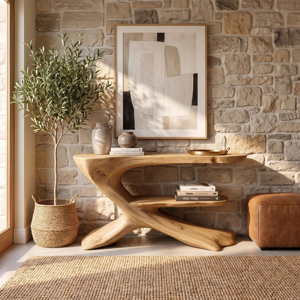Organic Solid Foyer Console Table