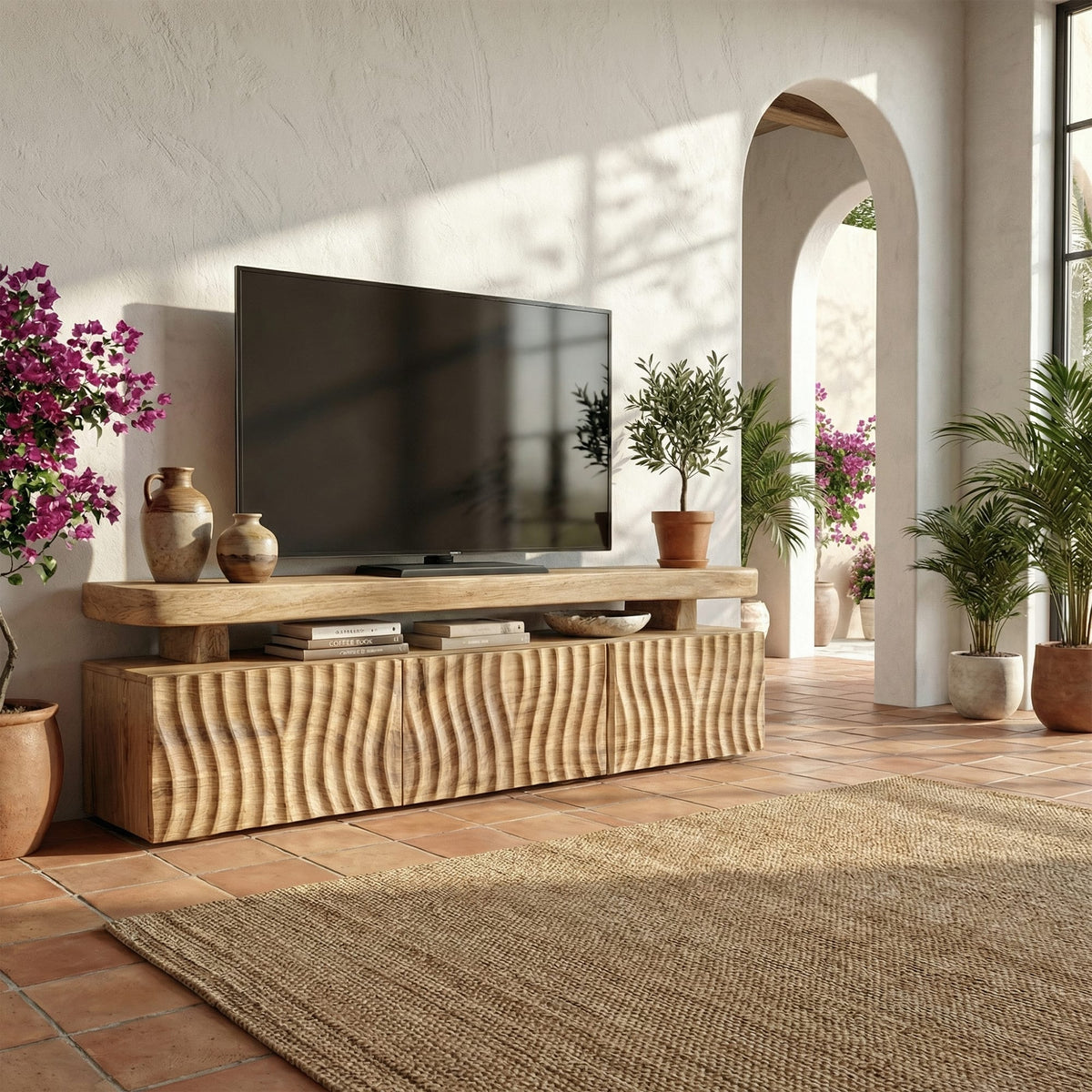 Modern Wave Pattern TV Cabinet