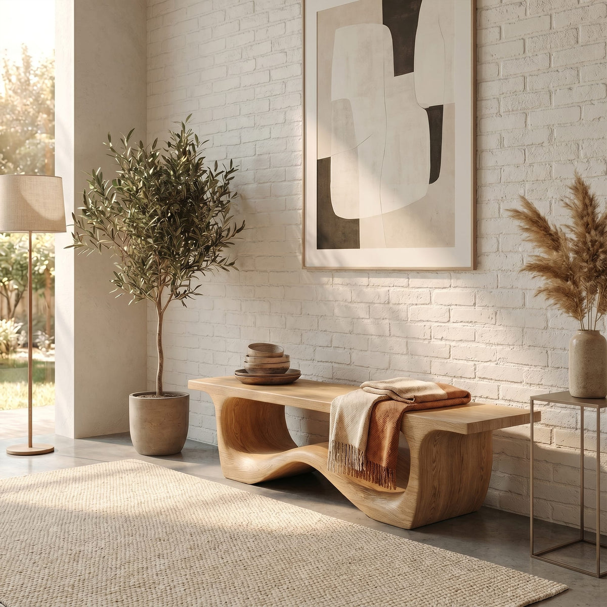 Sculptural Foyer Bench