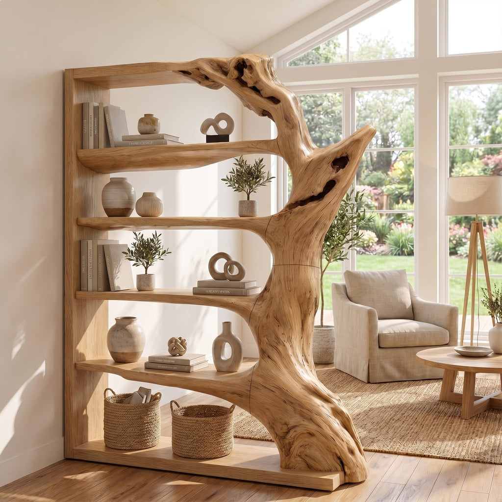 Contemporary Tree Bookshelf, solid wood, built to order
