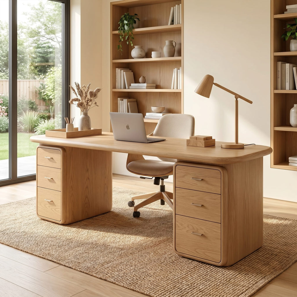 Contemporary Desk with Built in Drawers, solid wood, built to order
