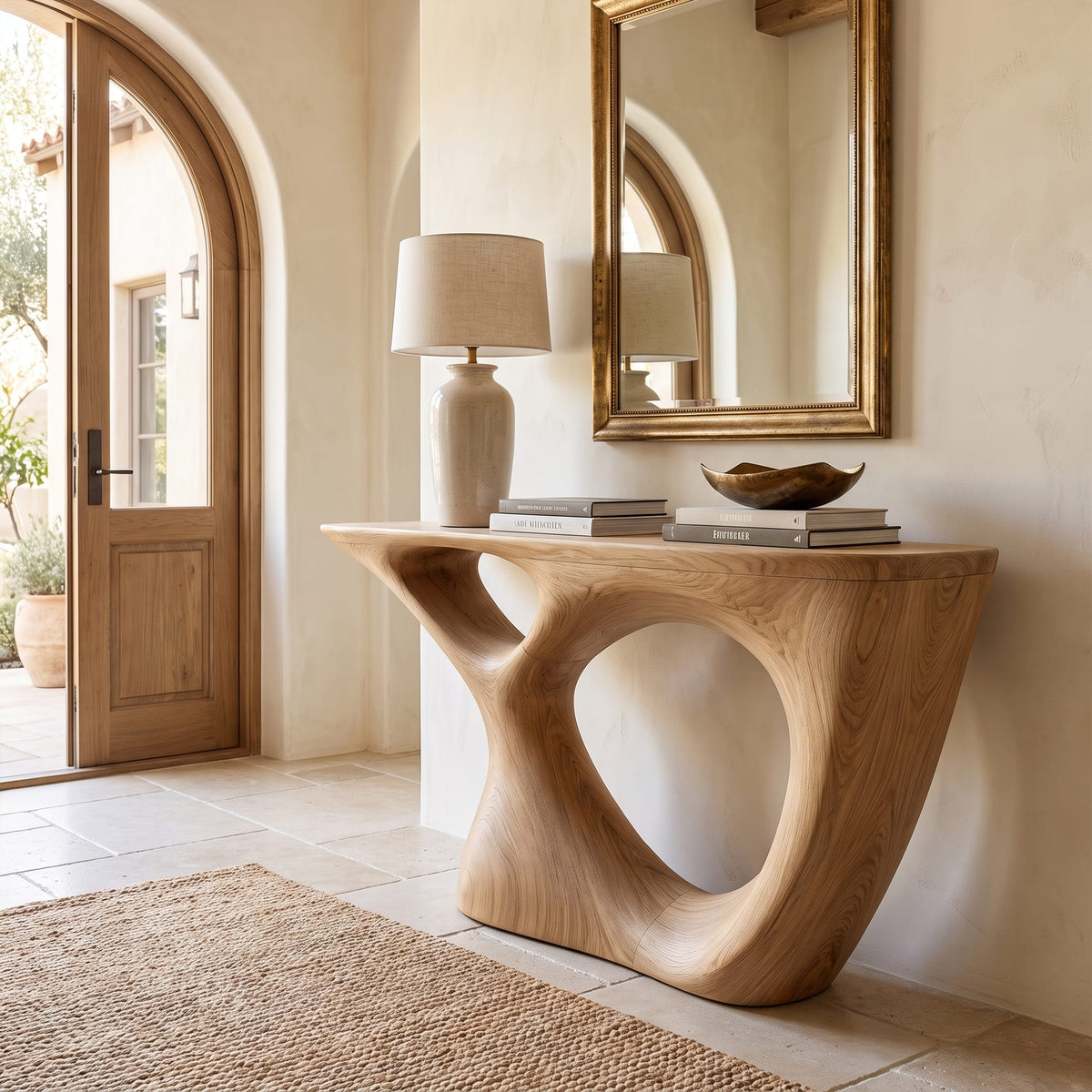 Sculptural Curved Base Console Table