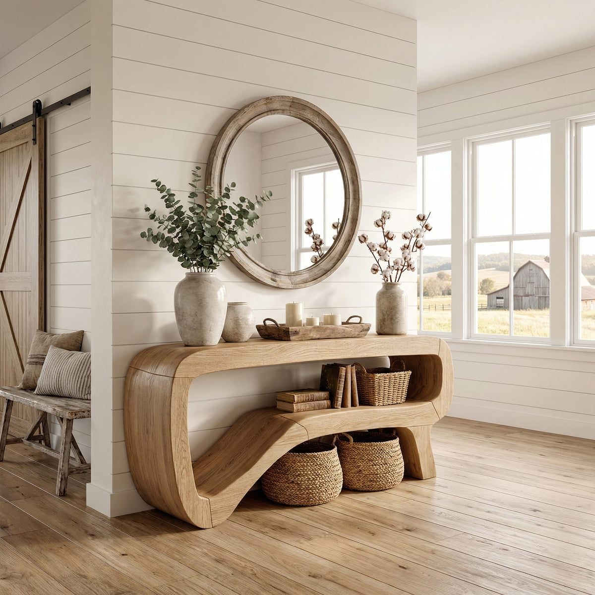 Minimal Sculptural Foyer Console Table