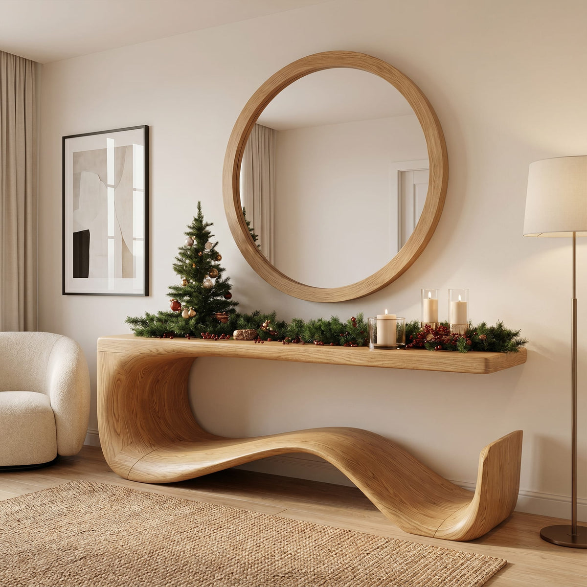 Curved Entryway Console Table