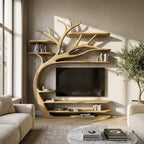 Rustic Tree TV Stand Bedroom Or Living Room Decor, solid wood, built to order