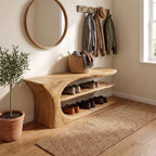 Mid Century Handcrafted Shoe Storage Bench Home, solid wood, built to order