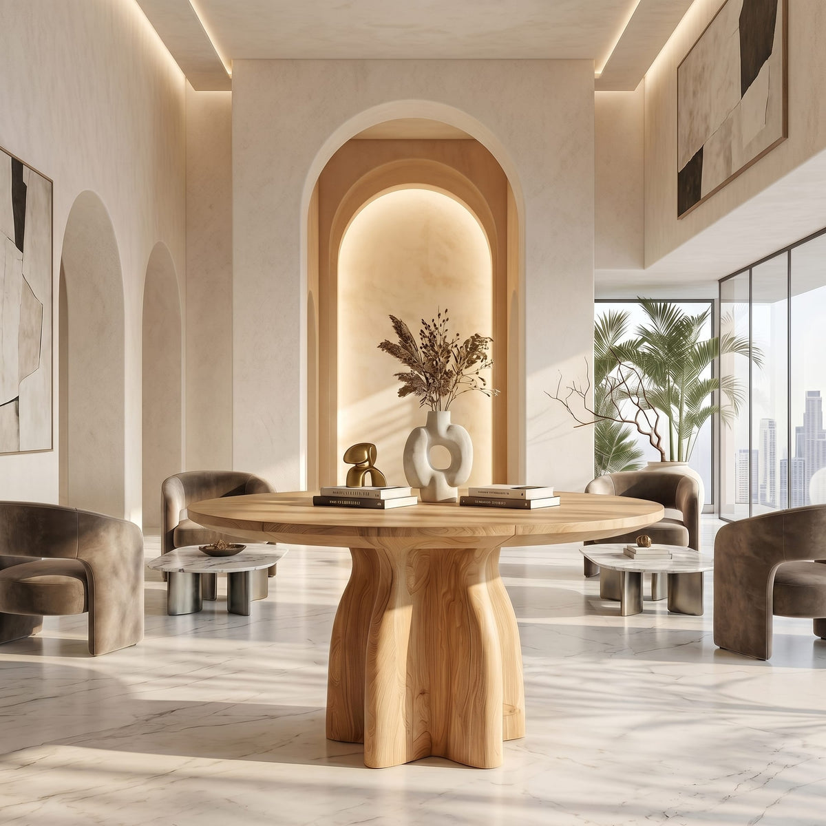 Organic Sculptural Pedestal Side Table