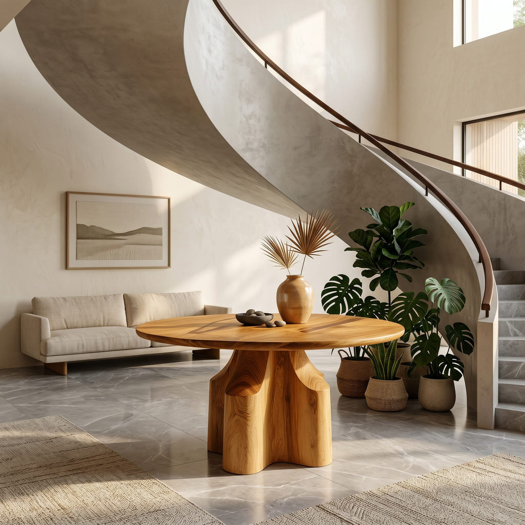 Contemporary Sculptural Pedestal Console Table