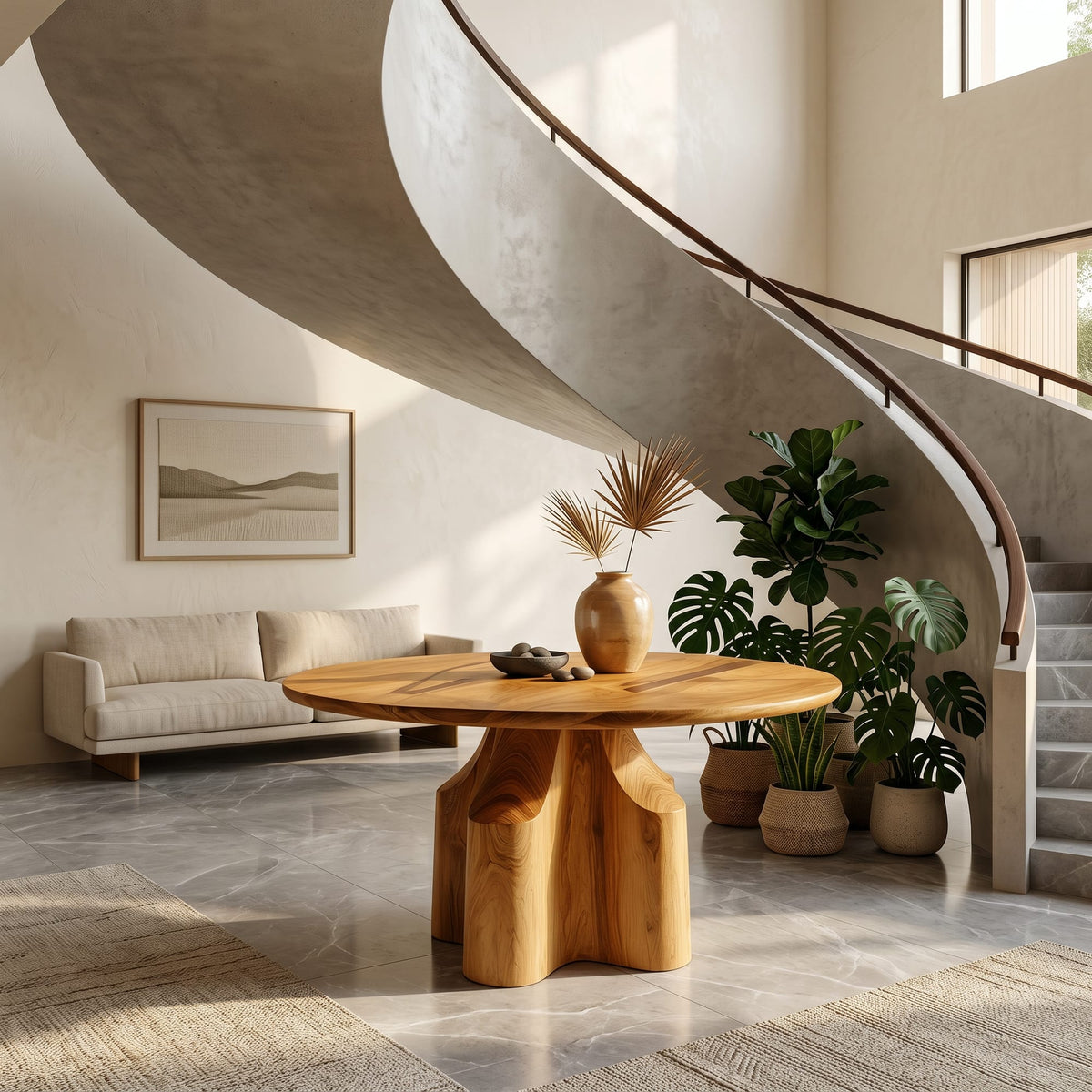 Contemporary Sculptural Pedestal Console Table
