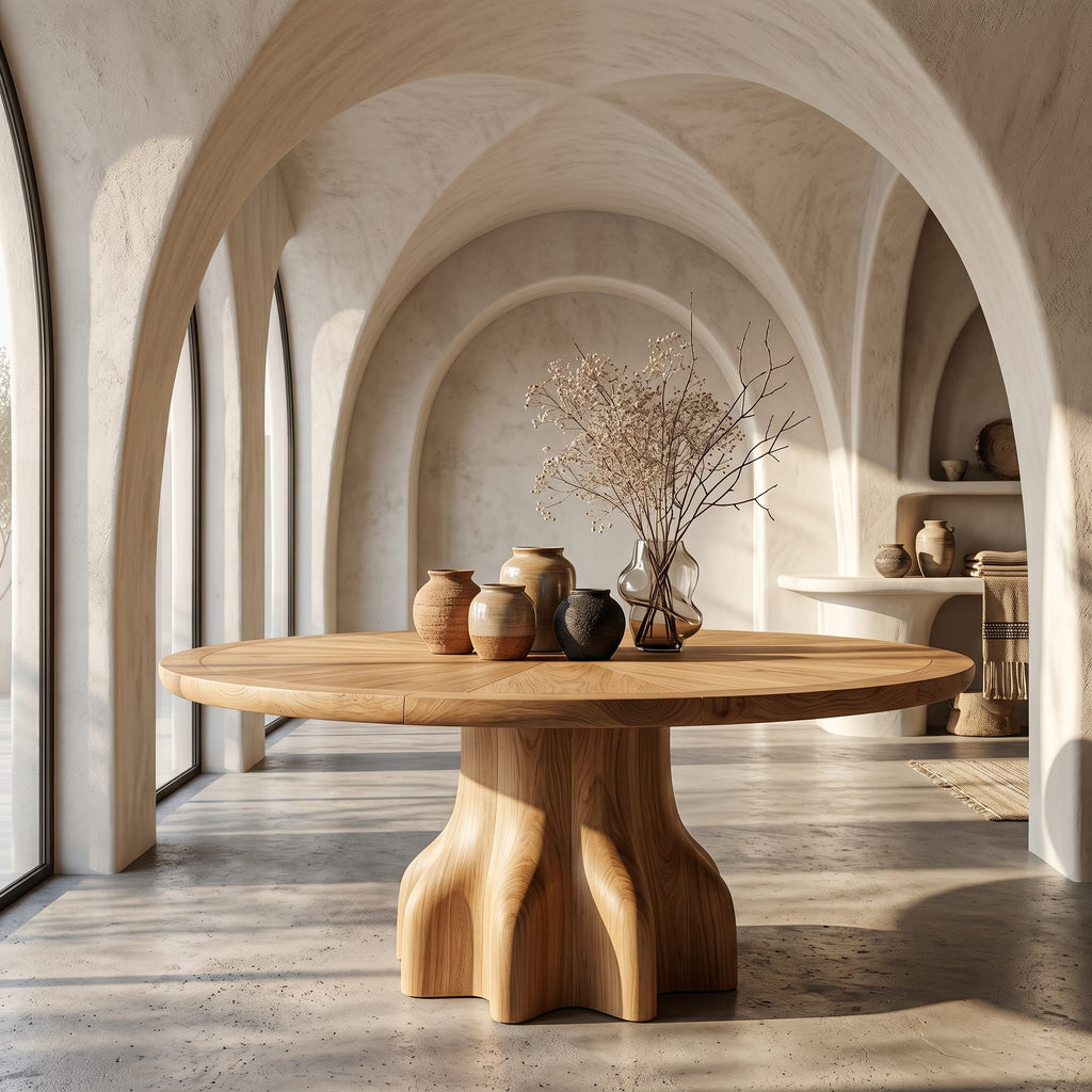 Solid Pedestal Console Table