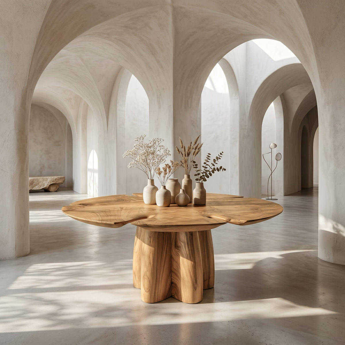 Modern Sculptural Pedestal Side Table
