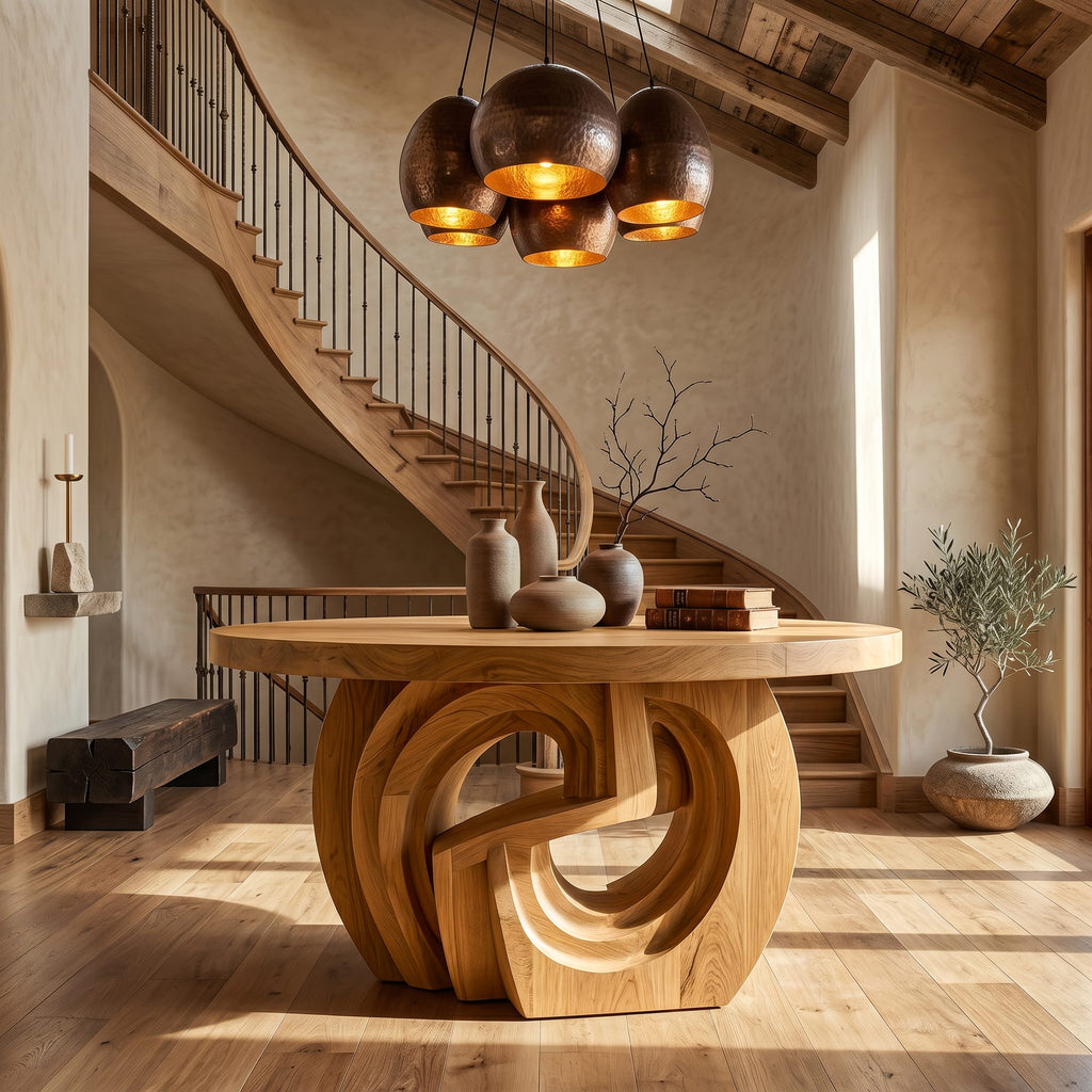 Sculptural Ring Solid Console Table