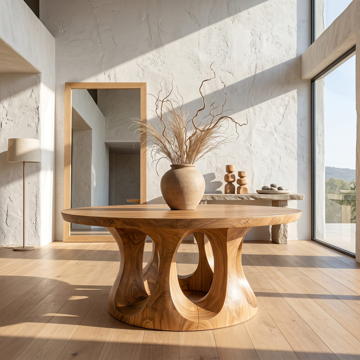 Sculptural Dual Console Table