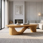 Contemporary Coffee Table with Sculptural Base, solid wood, built to order