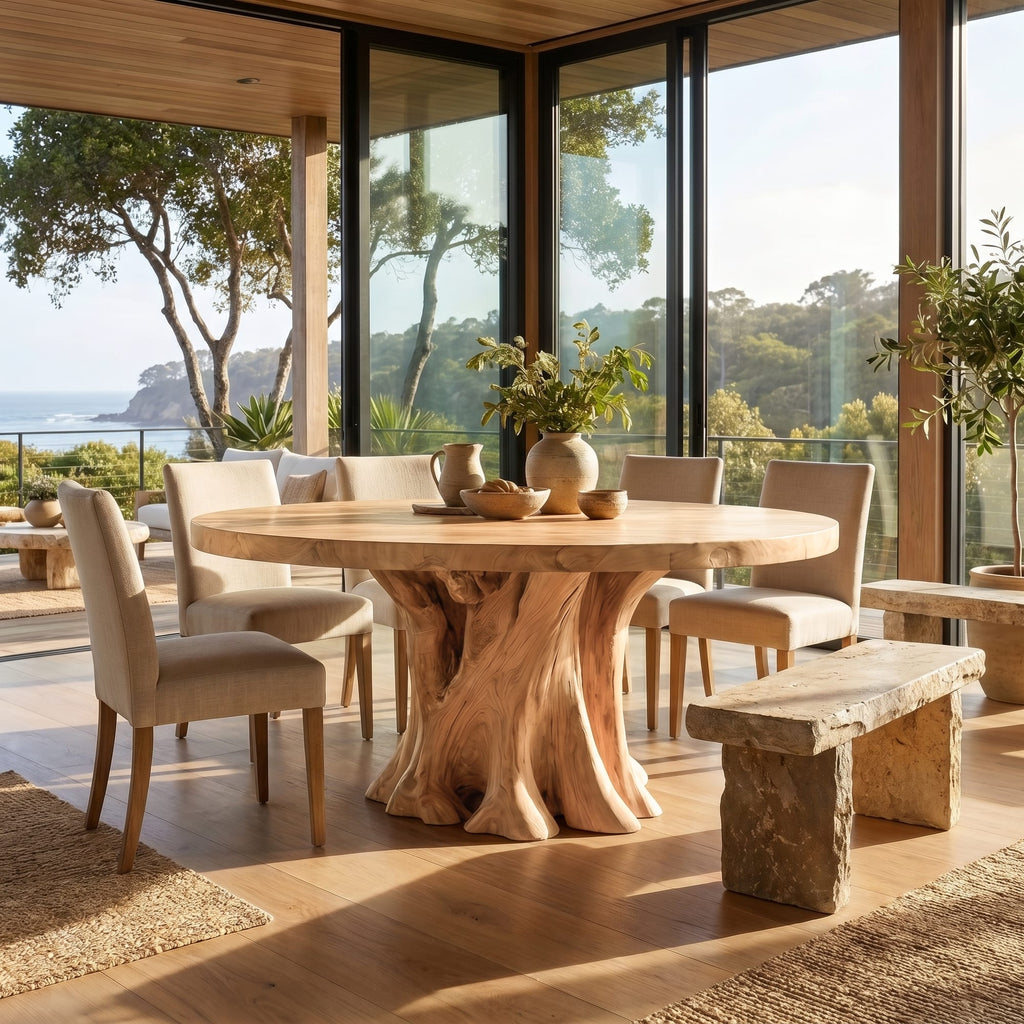 Round Solid Sculptural Dining Table