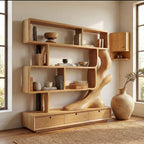 Contemporary Bookcase with Storage, solid wood, built to order