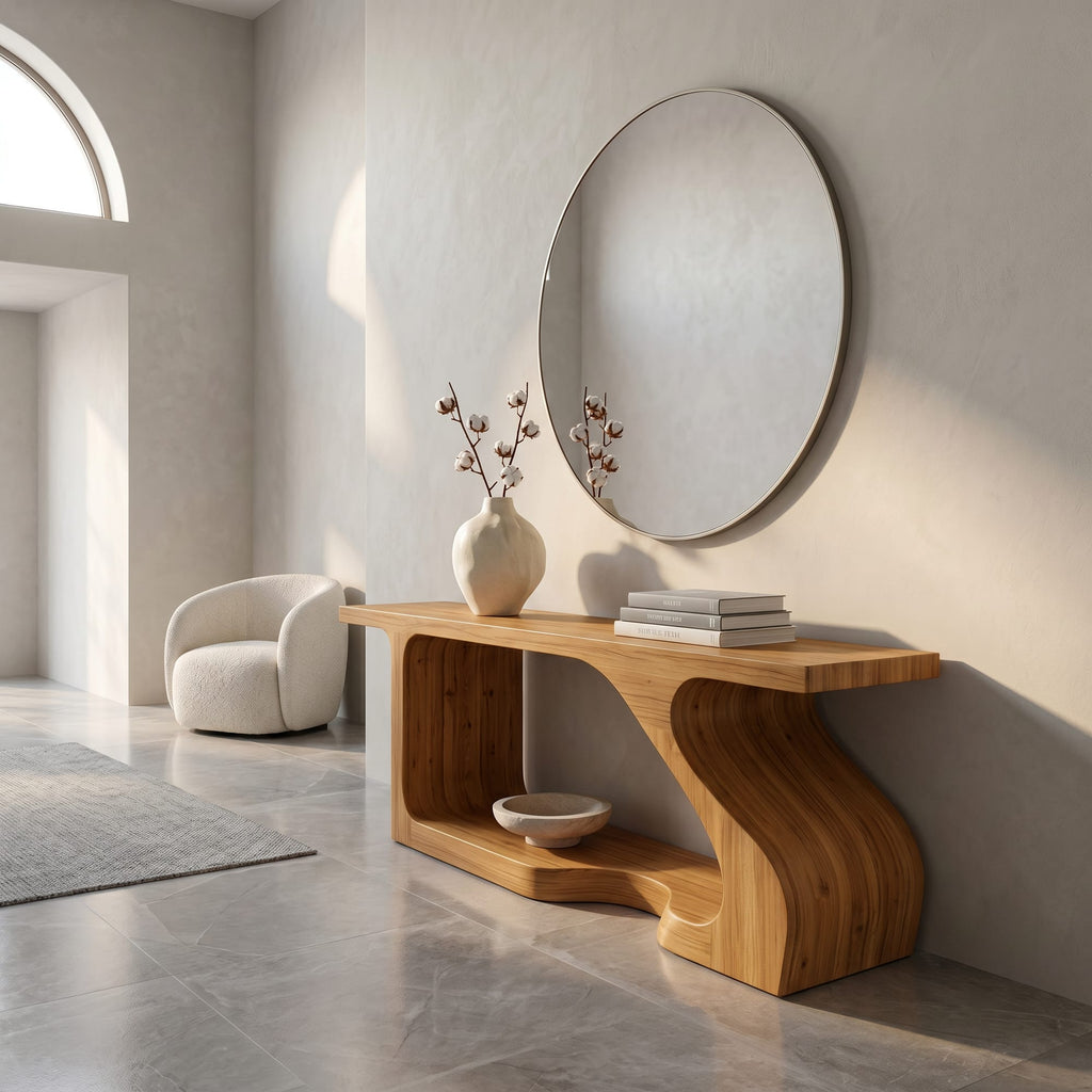 Sculptural Curved Foyer Console Table