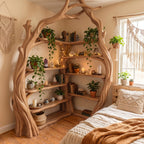 Tree Wall Bookshelf Corner Storage Bookcase Wooden Display Shelf, solid wood, built to order