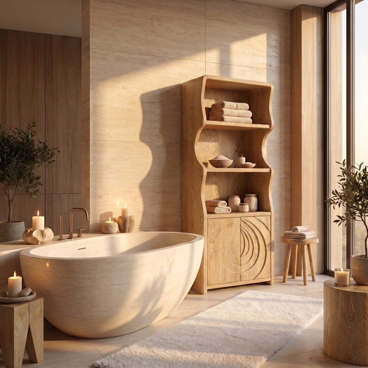 Curved Minimal Bath Shelf