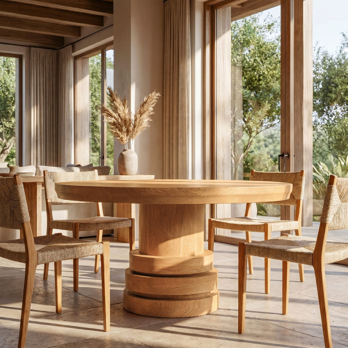 Solid Pedestal Dining Table