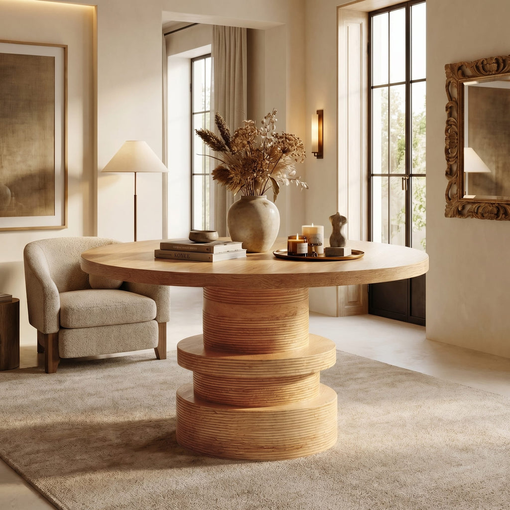 Round Sculptural Console Table