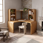 Contemporary Computer Desk with Corner Bookcase, solid wood, built to order