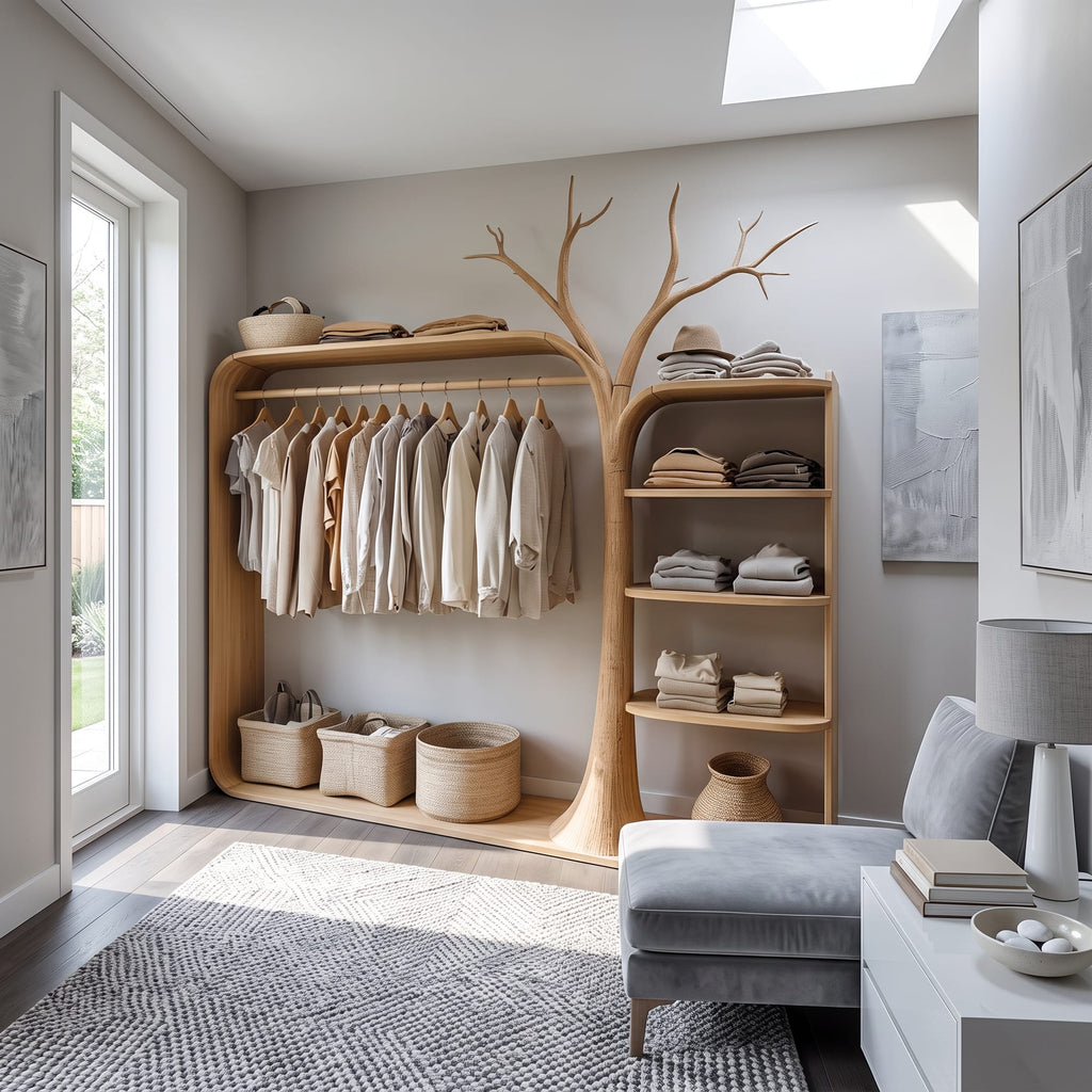 Rustic Clothing Stand Tree Shaped Bedroom Mudroom Entryway, solid wood, built to order