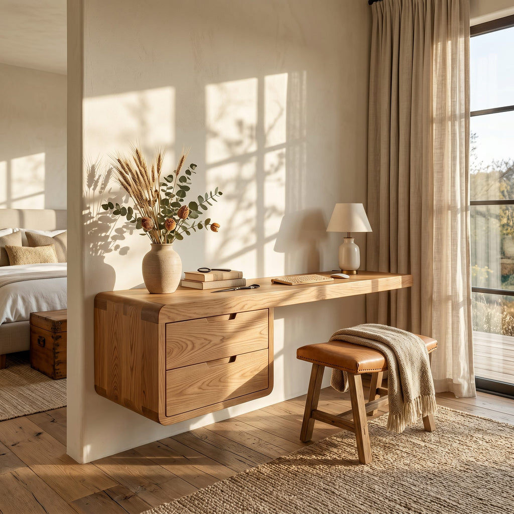 Wall Mounted Desk with Built, solid wood, built to order