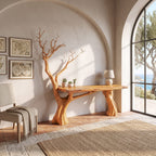 Rustic Computer Desk with Branch Inspired Base, solid wood, built to order