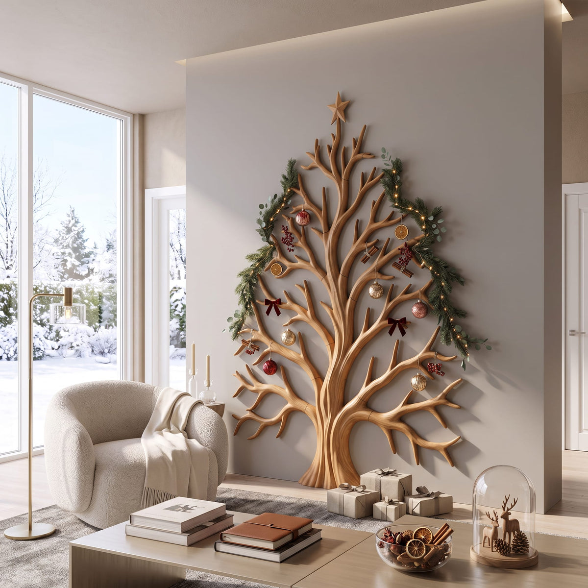 Contemporary Wall Decor with Tree Silhouette, solid wood, built to order