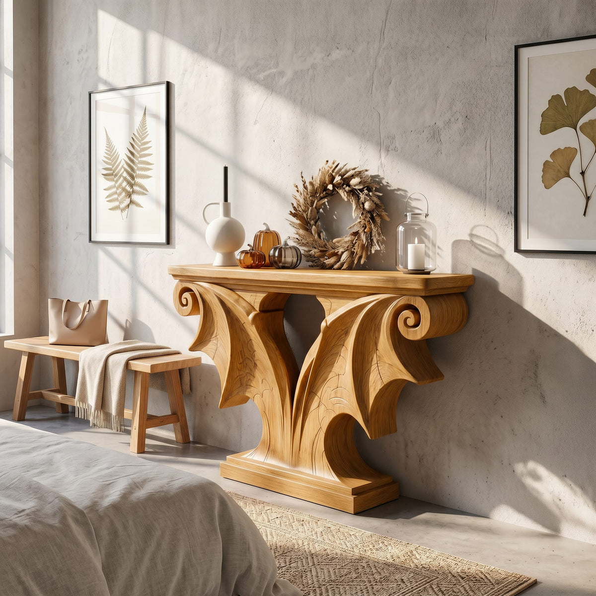 Sculptural Entryway Console Table